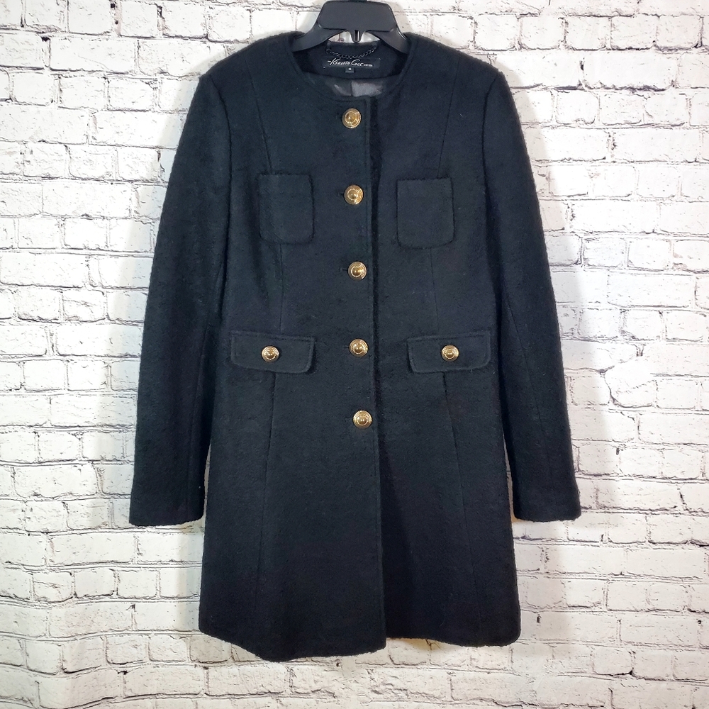 Kenneth Cole New York Wool Blend Walking Peacoat Black Soft Luxury Size 10